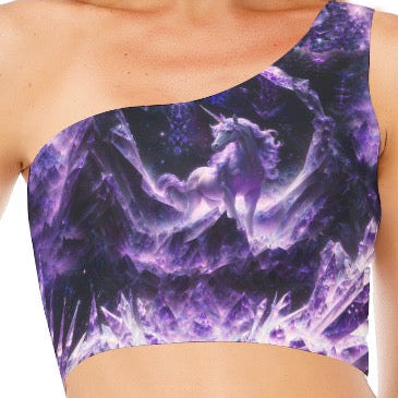 One-Shoulder Crop Top | Amethyst Unicorn