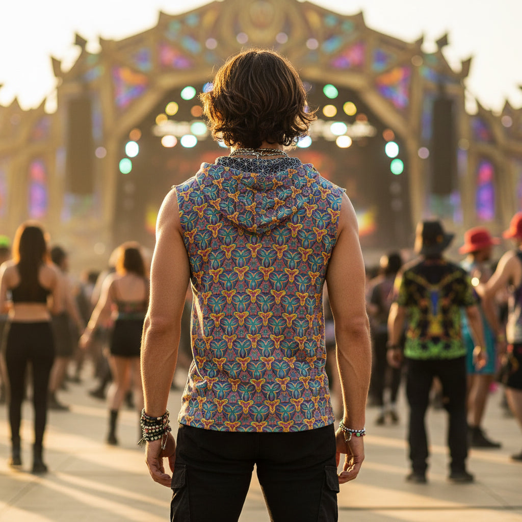 Fractal Blotter Men’s Sleeveless Hoodie