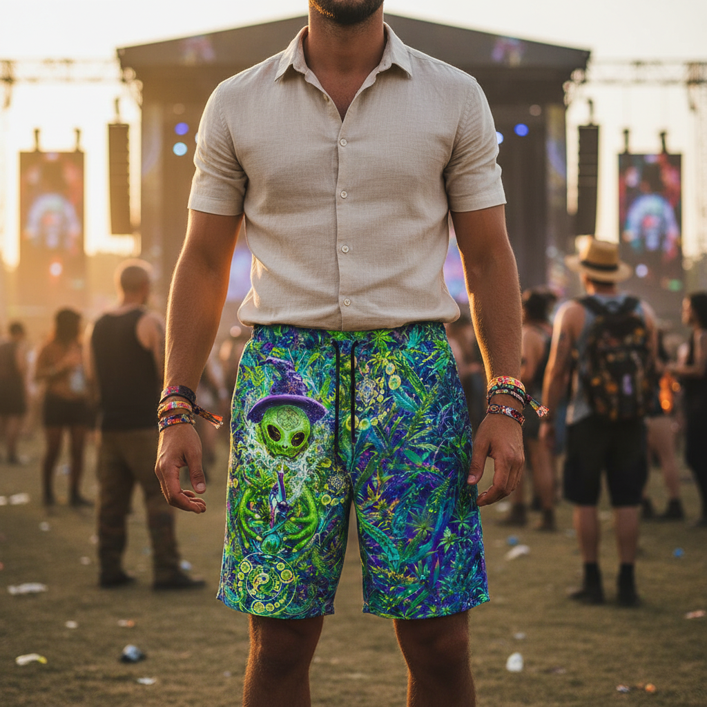 Alien Wizard Stoner Unisex Cotton Shorts