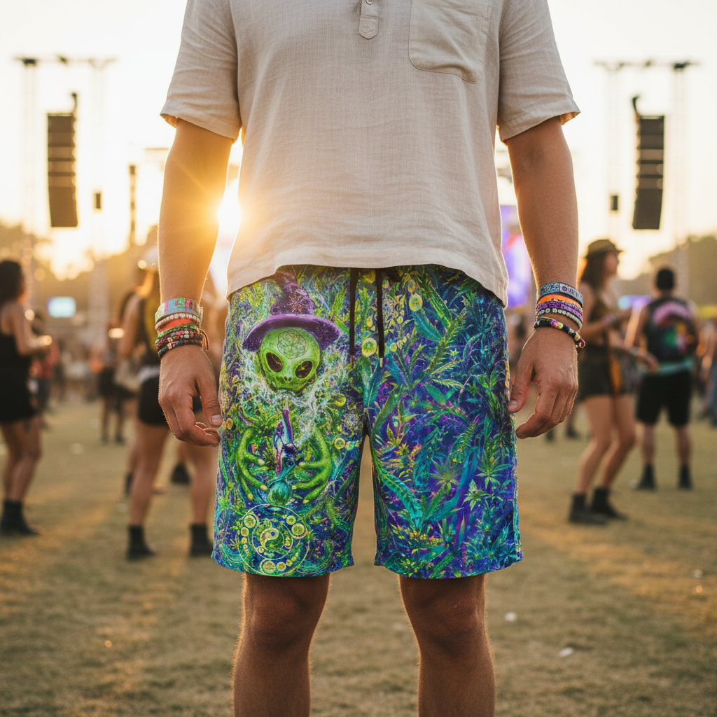 Alien Wizard Stoner Unisex Cotton Shorts