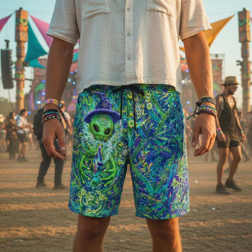 Alien Wizard Stoner Unisex Cotton Shorts