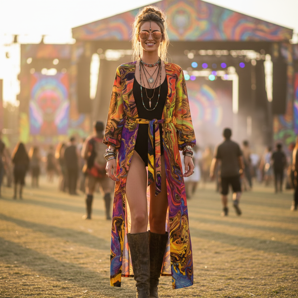 Chiffon Kimono | Liquid Fire