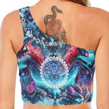 One-Shoulder Cropped Top | Alien Cyber Punk Mech