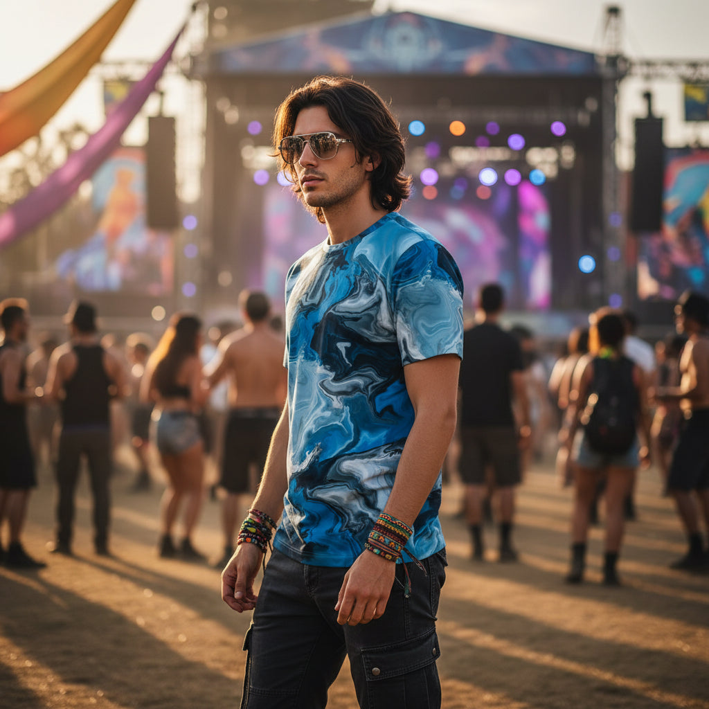 Blue Marble Cotton T-Shirt