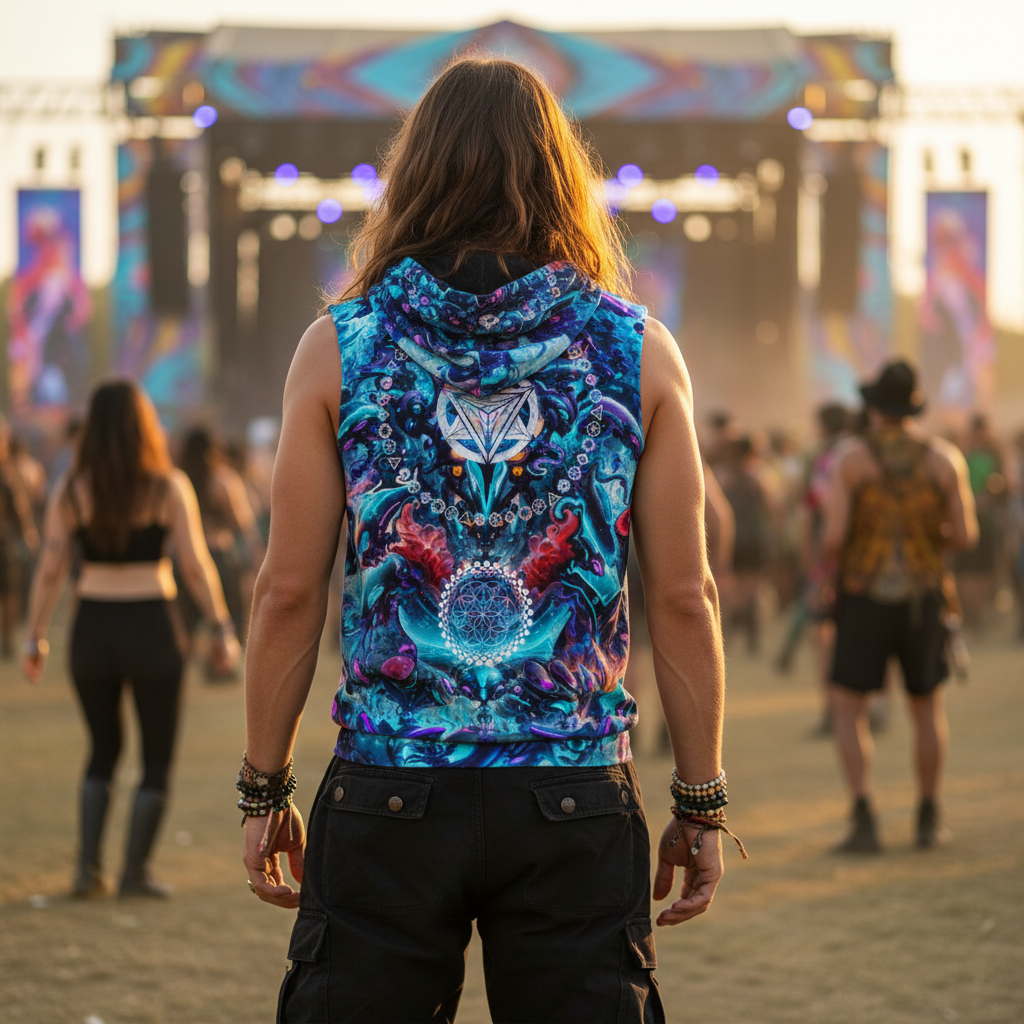 Alien Cyber Punk Mech Cotton Sleeveless Pullover Hoodie Vest