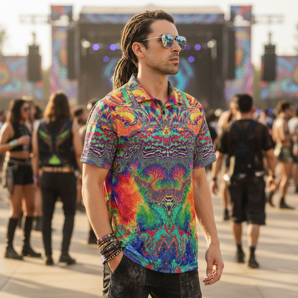 Crushed Velvet Polo Shirt | Acid Melt