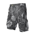 The Watchtowers men's cargo shorts front view with psychedelic festival print