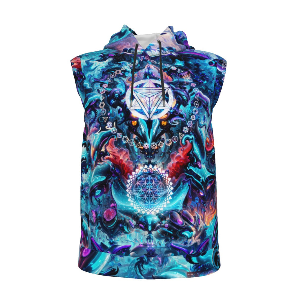 Alien Cyber Punk Mech Cotton Sleeveless Pullover Hoodie Vest