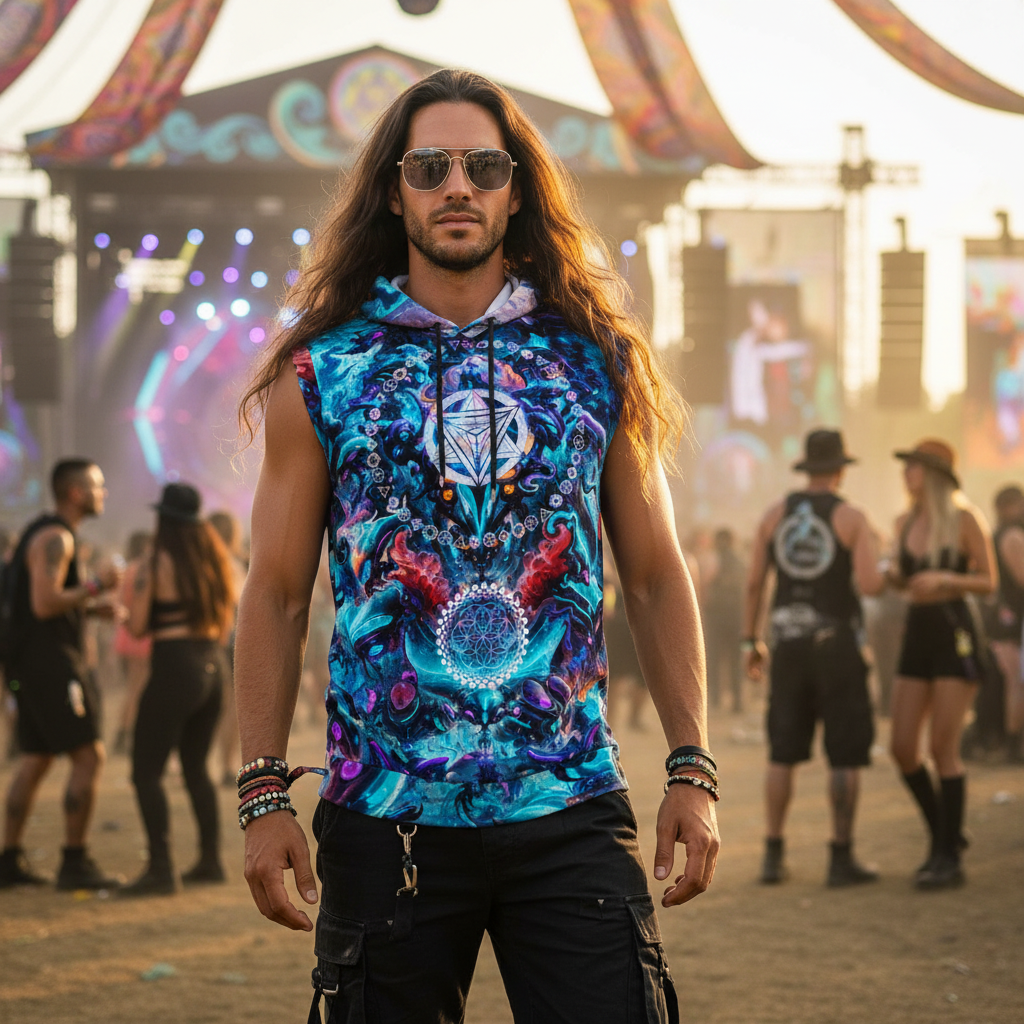Alien Cyber Punk Mech Cotton Sleeveless Pullover Hoodie Vest