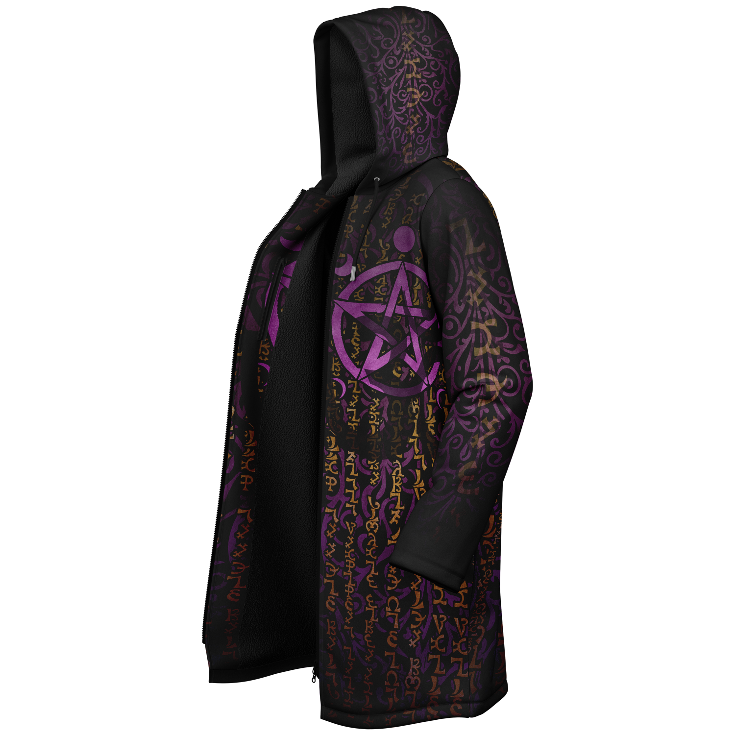 Enochian Vision Pink Women's Festival Cloak back view with music festivals