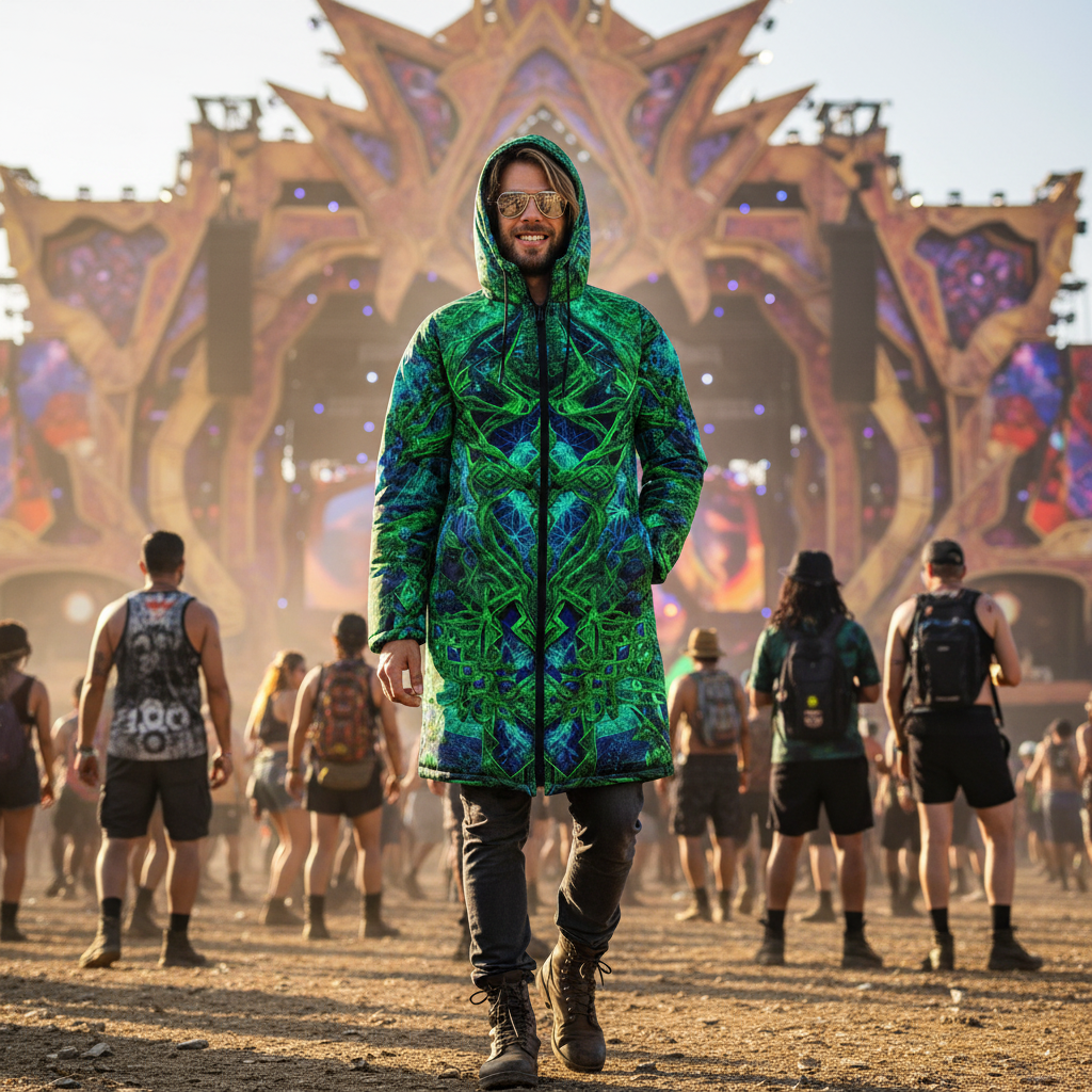 Cosmic Cross Green Men's Festival Cloak