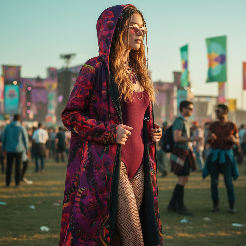Red Shroom Flower Of Life Women's Festival Cloak