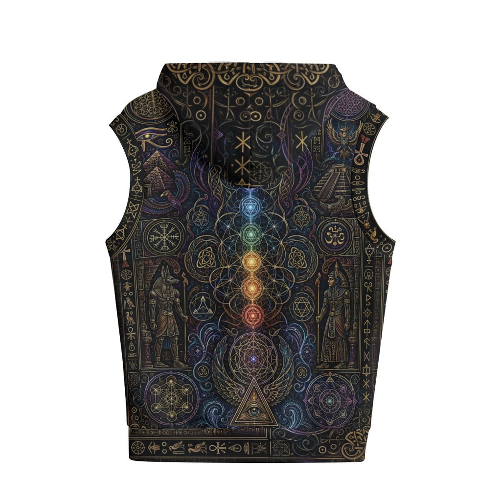 Mystical Egypt Cotton Sleeveless Pullover Hoodie Vest