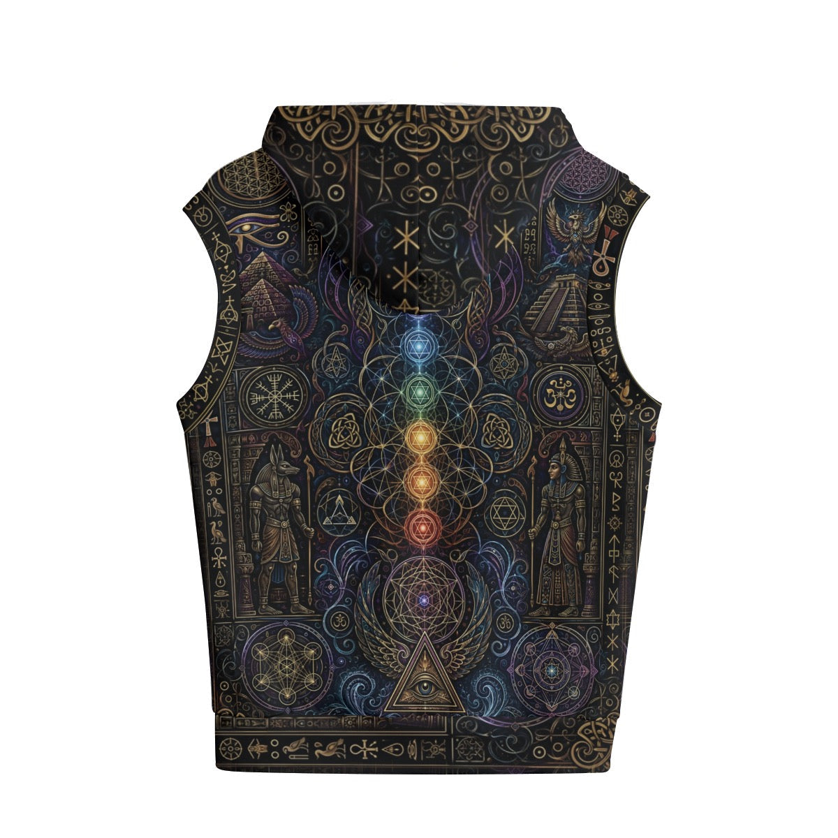 Mystical Egypt Cotton Sleeveless Pullover Hoodie Vest