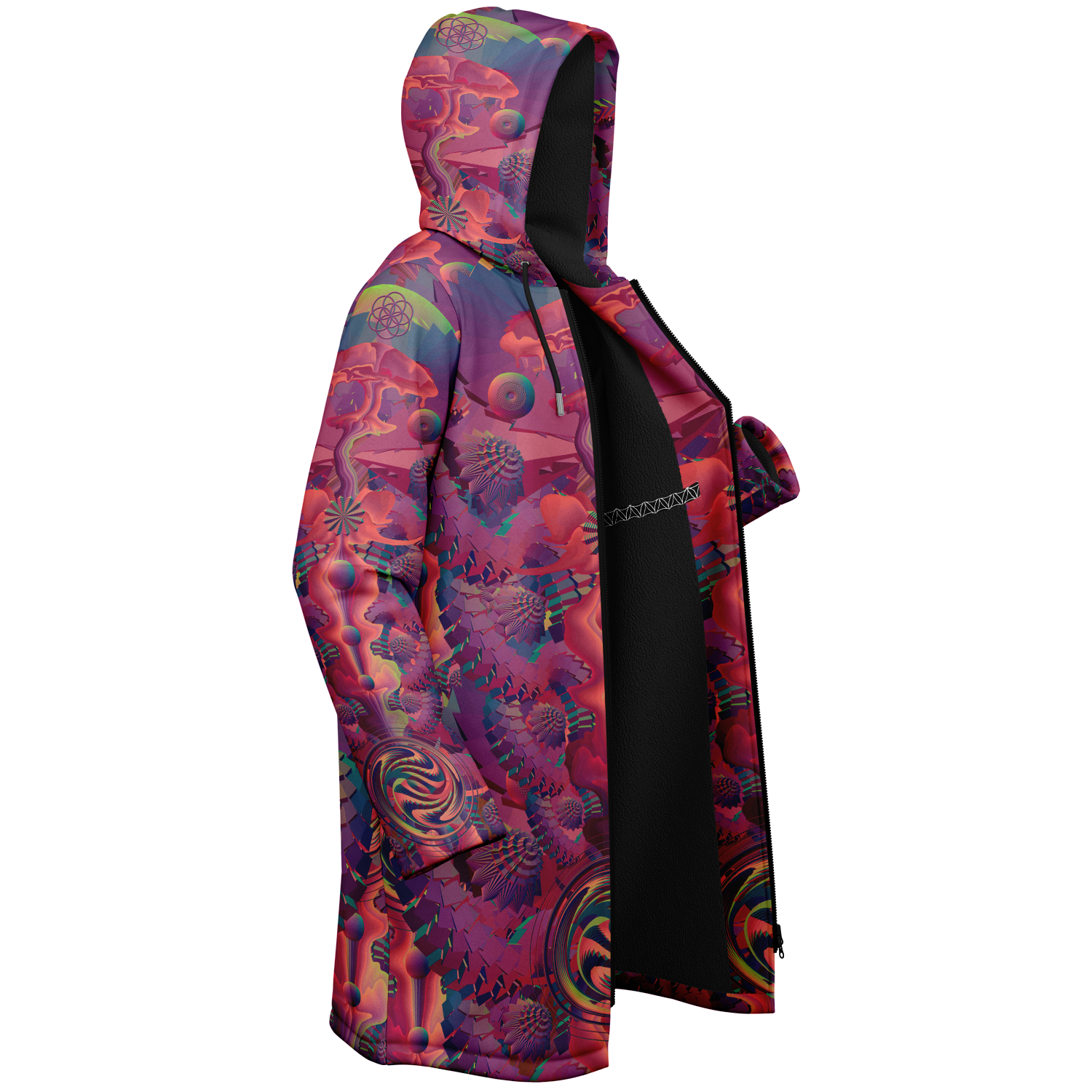 Fuchsia Shroom Flower Of Life Women's Festival Cloak
