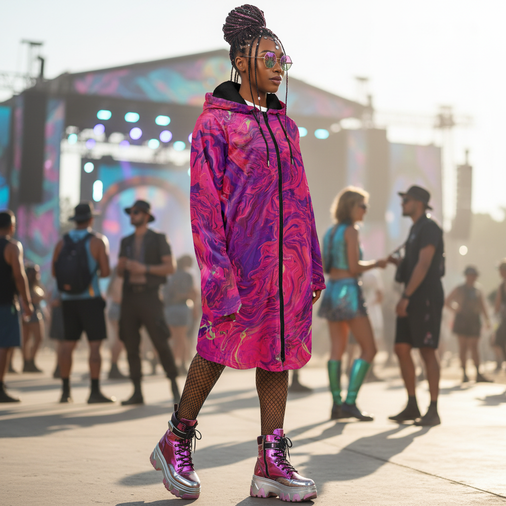 Pink Acid Oasis Women's Festival Cloak