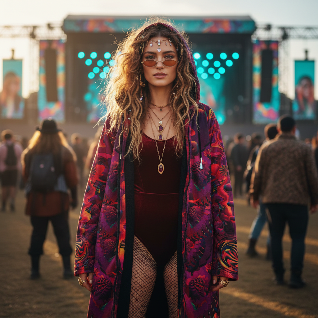 Red Shroom Flower Of Life Women's Festival Cloak