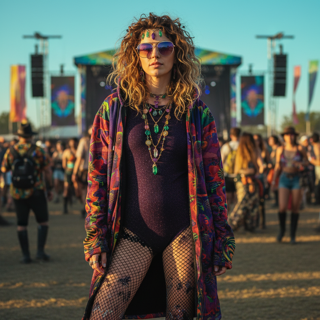 Shroom Flower Of Life Ultra Rainbow Women's Festival Cloak