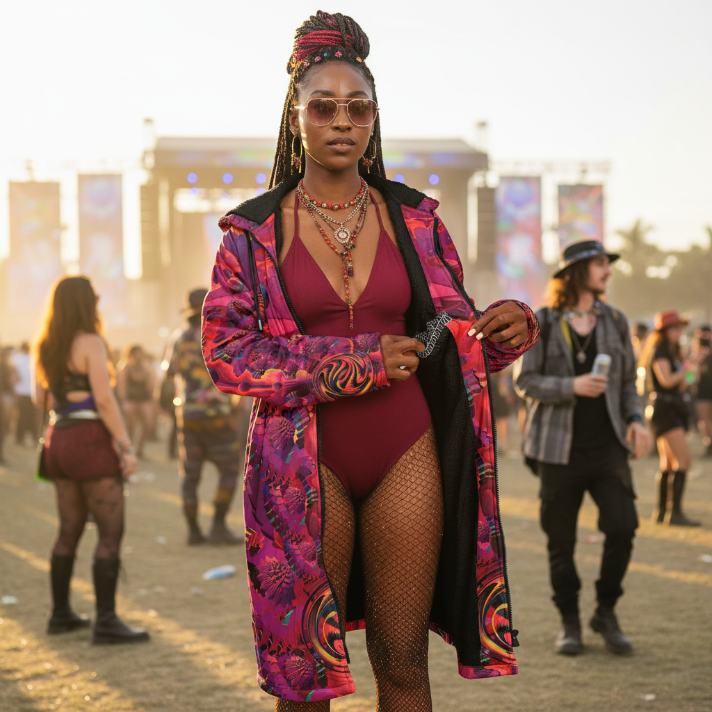 Red Shroom Flower Of Life Women's Festival Cloak