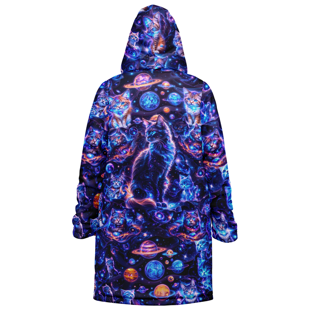 Cosmic Space Cats Women's Festival Cloak detail view with alternative fashion