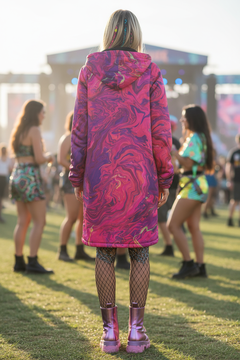 Pink Acid Oasis Women's Festival Cloak