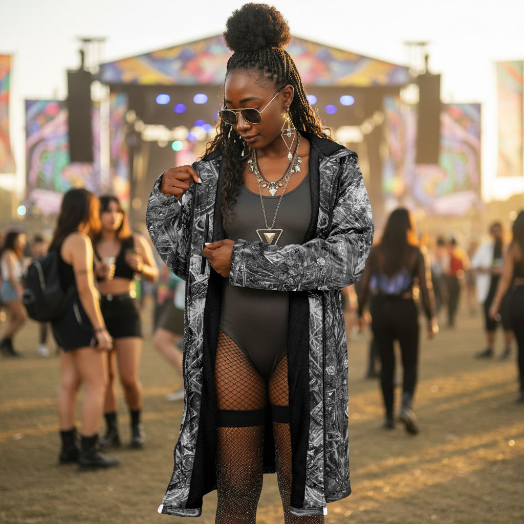 Black Cosmic Cross Women's Festival Cloak