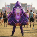 Ophanim Men's Festival Cloak front view with sacred geometry cloak