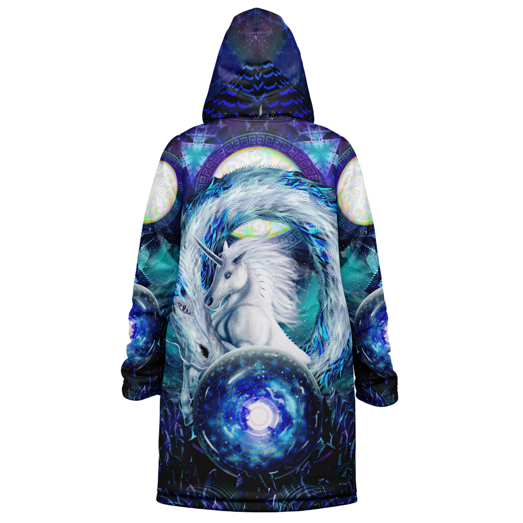 Blue Sorceress Men's Festival Cloak back view with festival wear