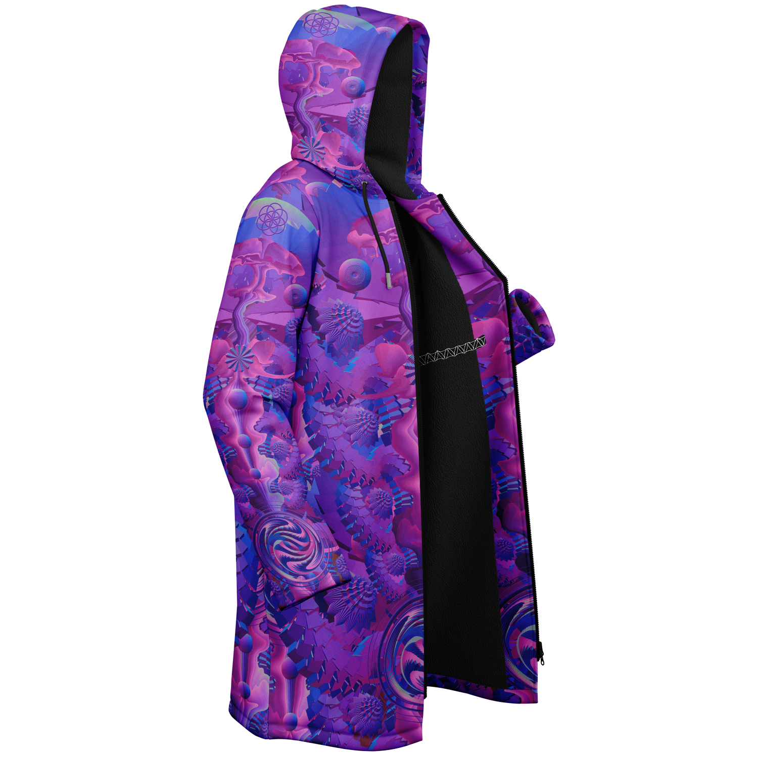 Purple Shroom Flower Of Life Women's Festival Cloak