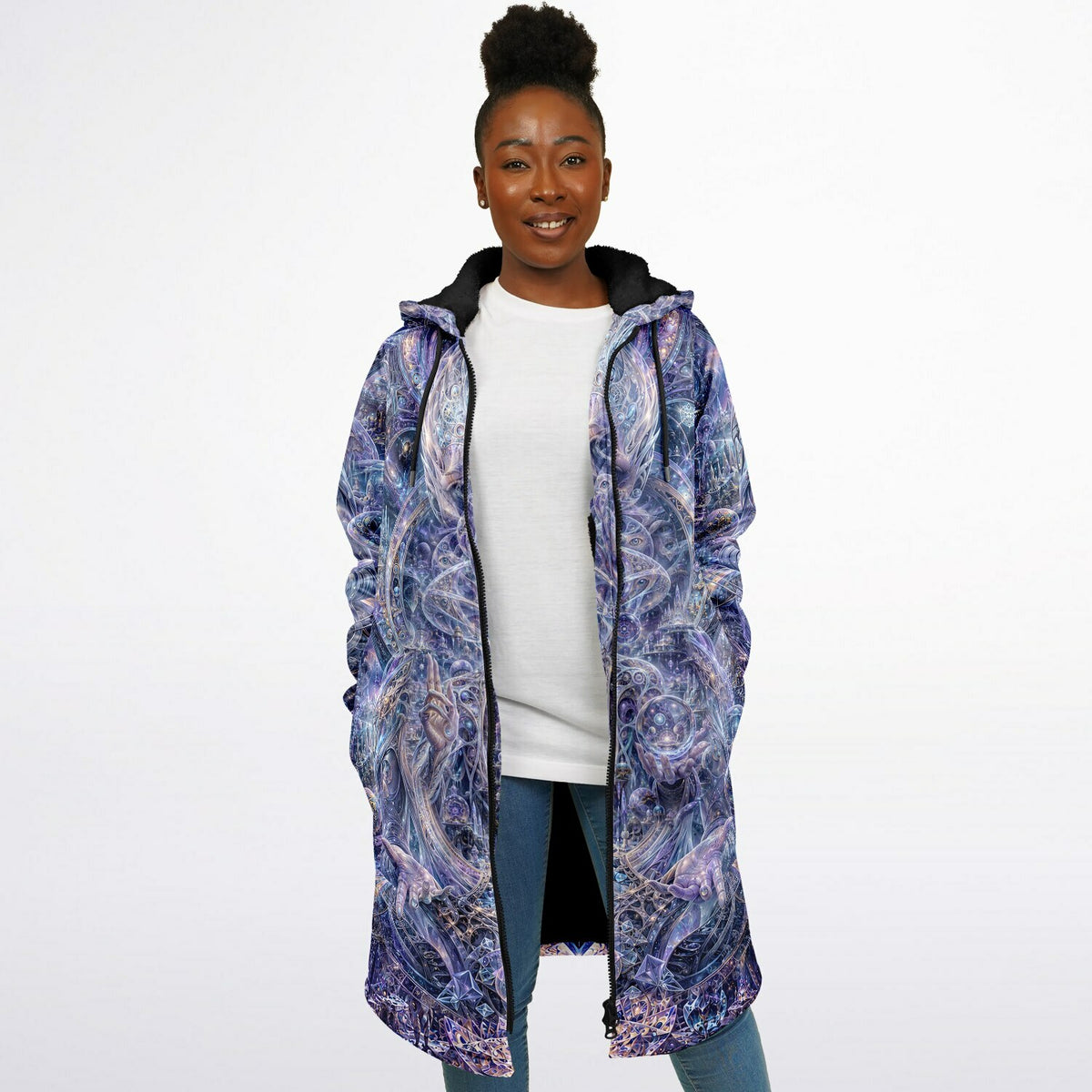 Galactic Alien Oracle Zipper Black Cloak