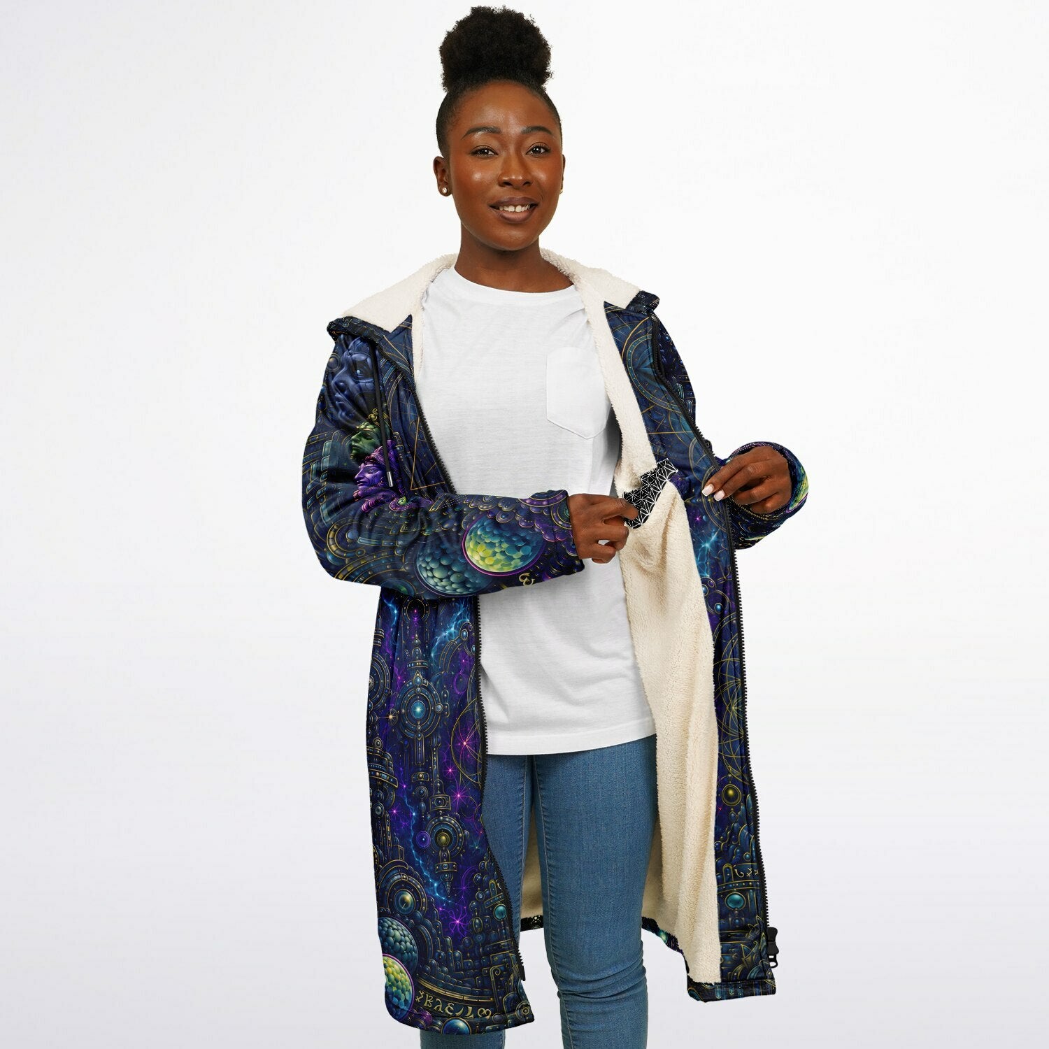 Celestial Tempe White Zipper Cloak