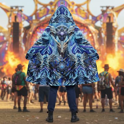 Electric Dragonscape Dragon Print Men's Festival Cloak