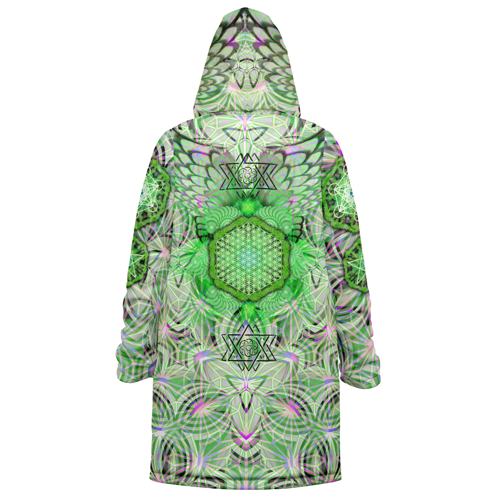 Angel Catcher Light Green Men's Festival Cloak detail view with festival fashion