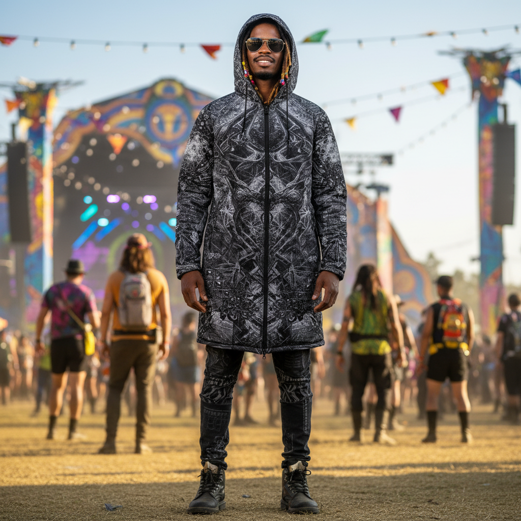Black Cosmic Cross Men's Festival Cloak