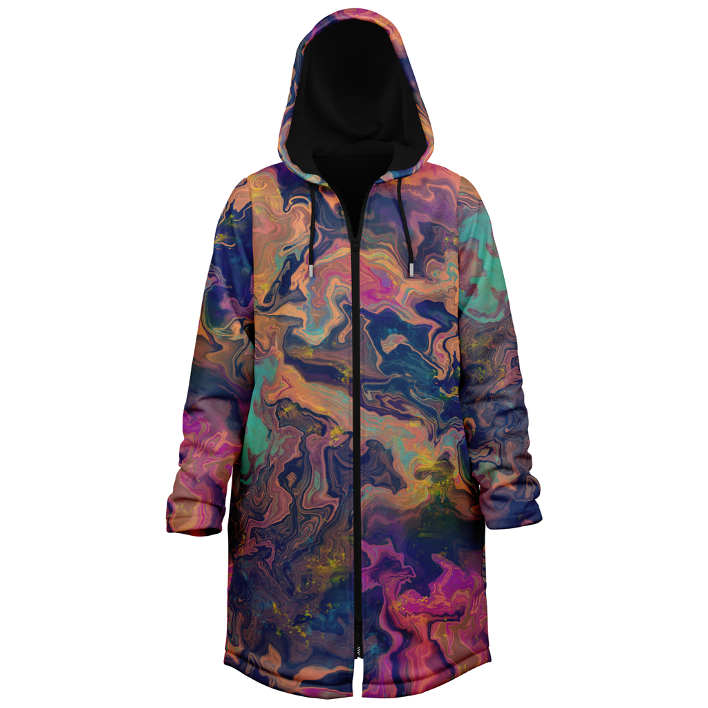 Liquified Abyss Men's Festival Cloak side view with visionary art