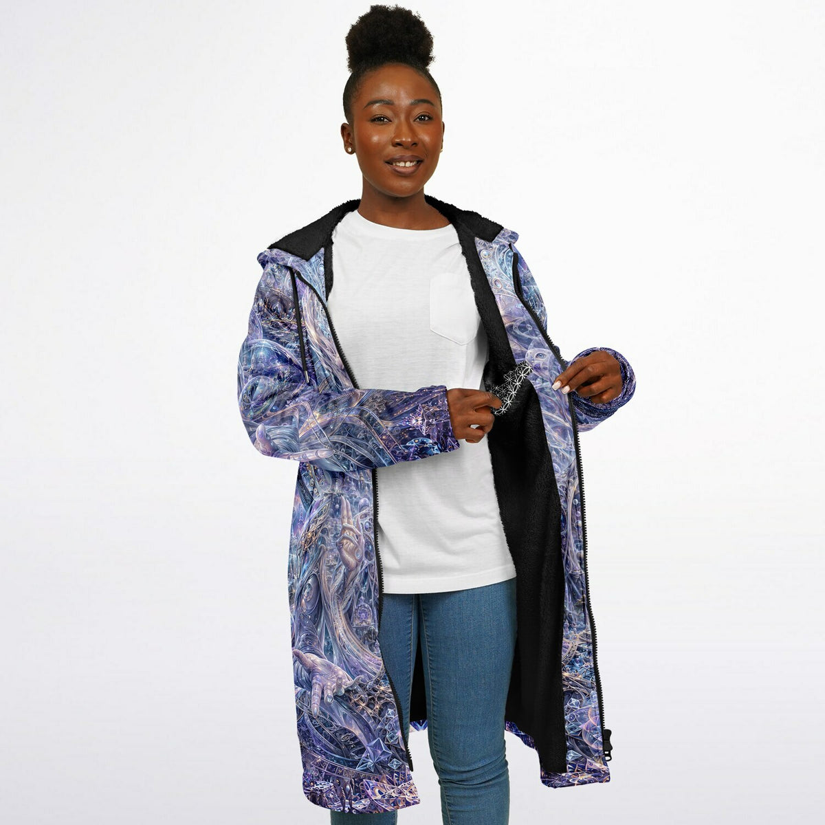 Galactic Alien Oracle Zipper Black Cloak
