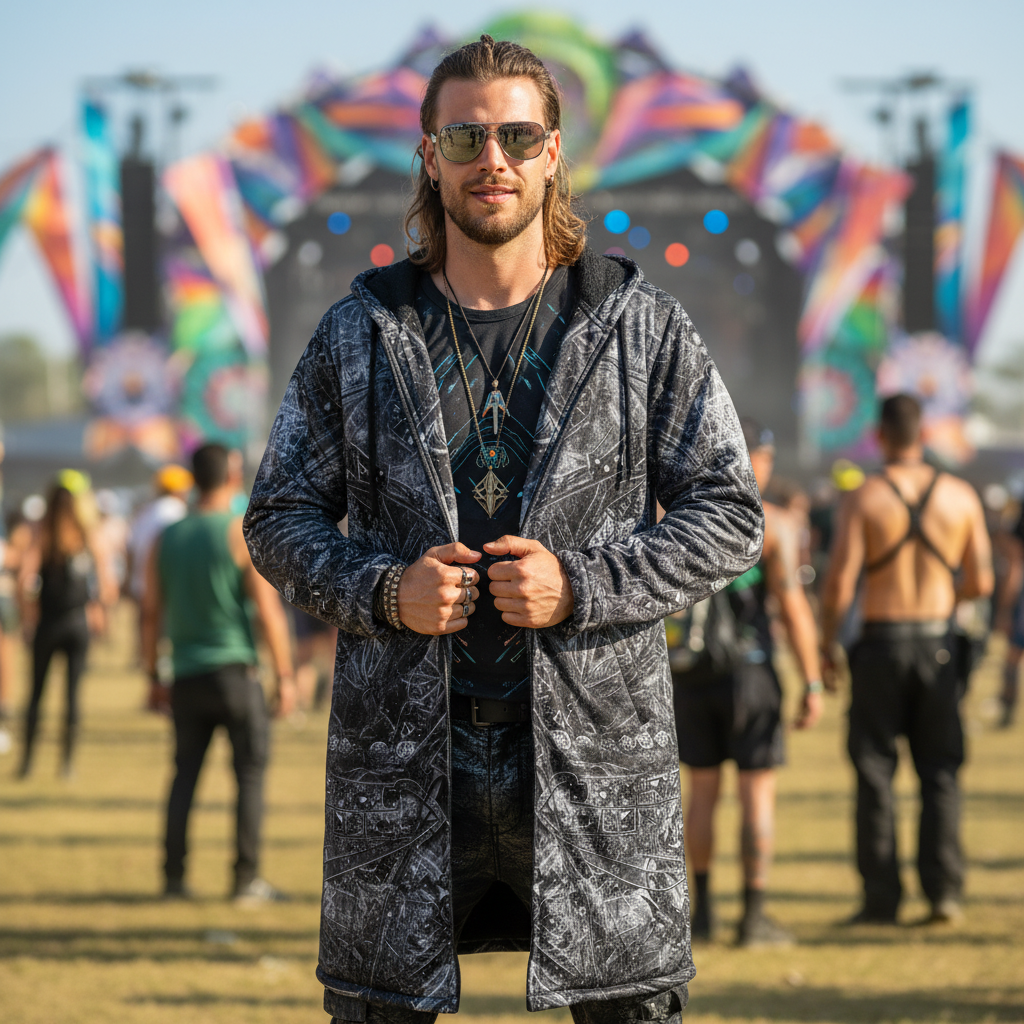 Black Cosmic Cross Men's Festival Cloak