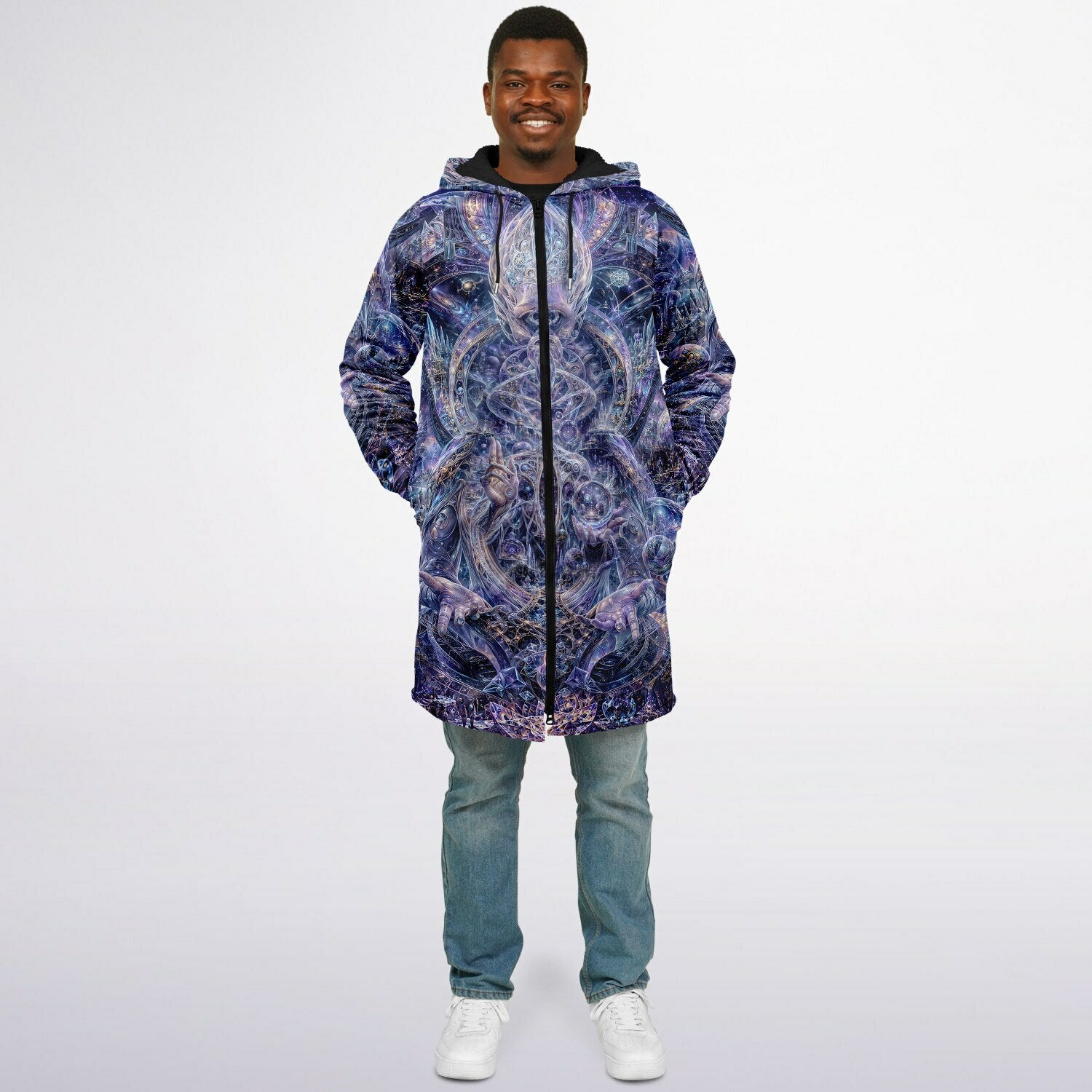Galactic Alien Oracle Zipper Black Cloak