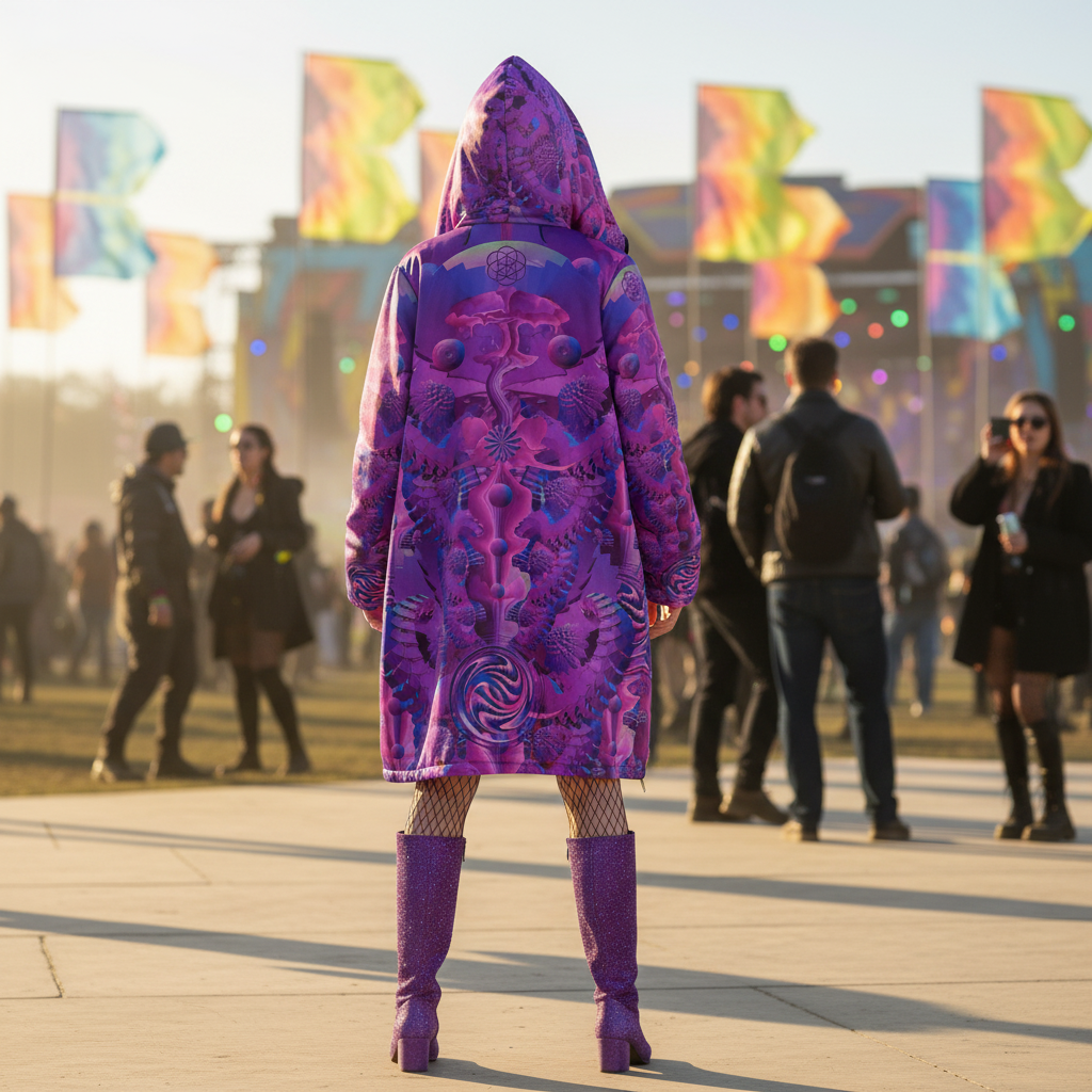 Pink Shroom Flower Of Life Women's Festival Cloak