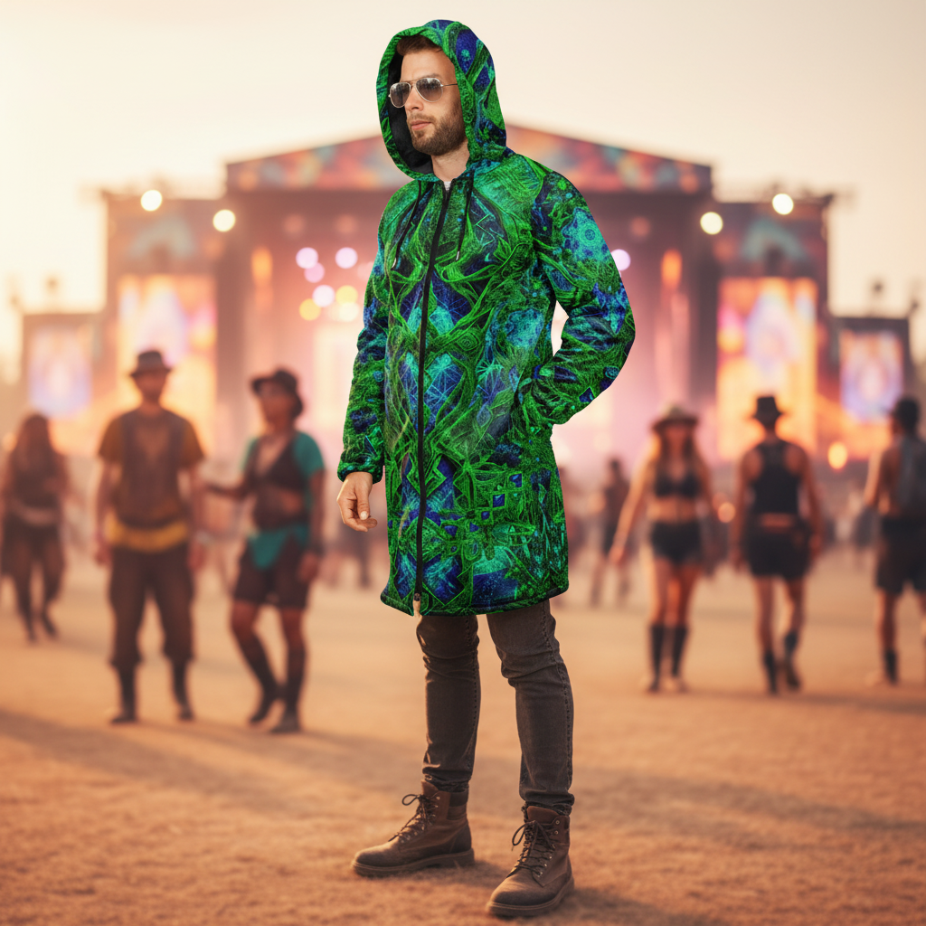 Cosmic Cross Green Men's Festival Cloak