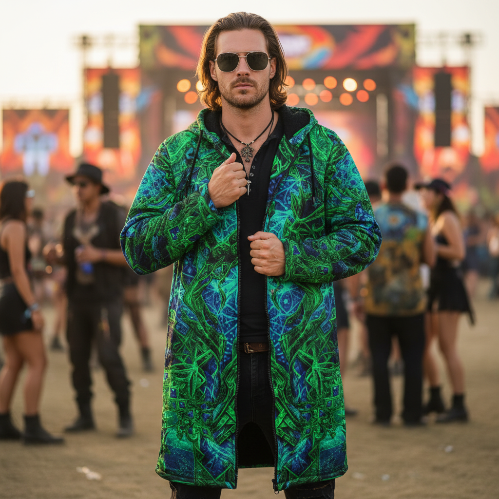 Cosmic Cross Green Men's Festival Cloak