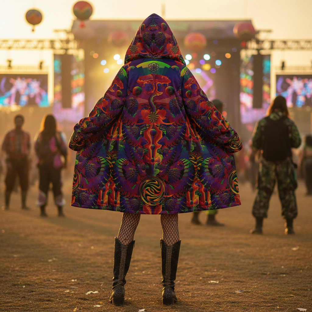 Shroom Flower Of Life Ultra Rainbow Women's Festival Cloak