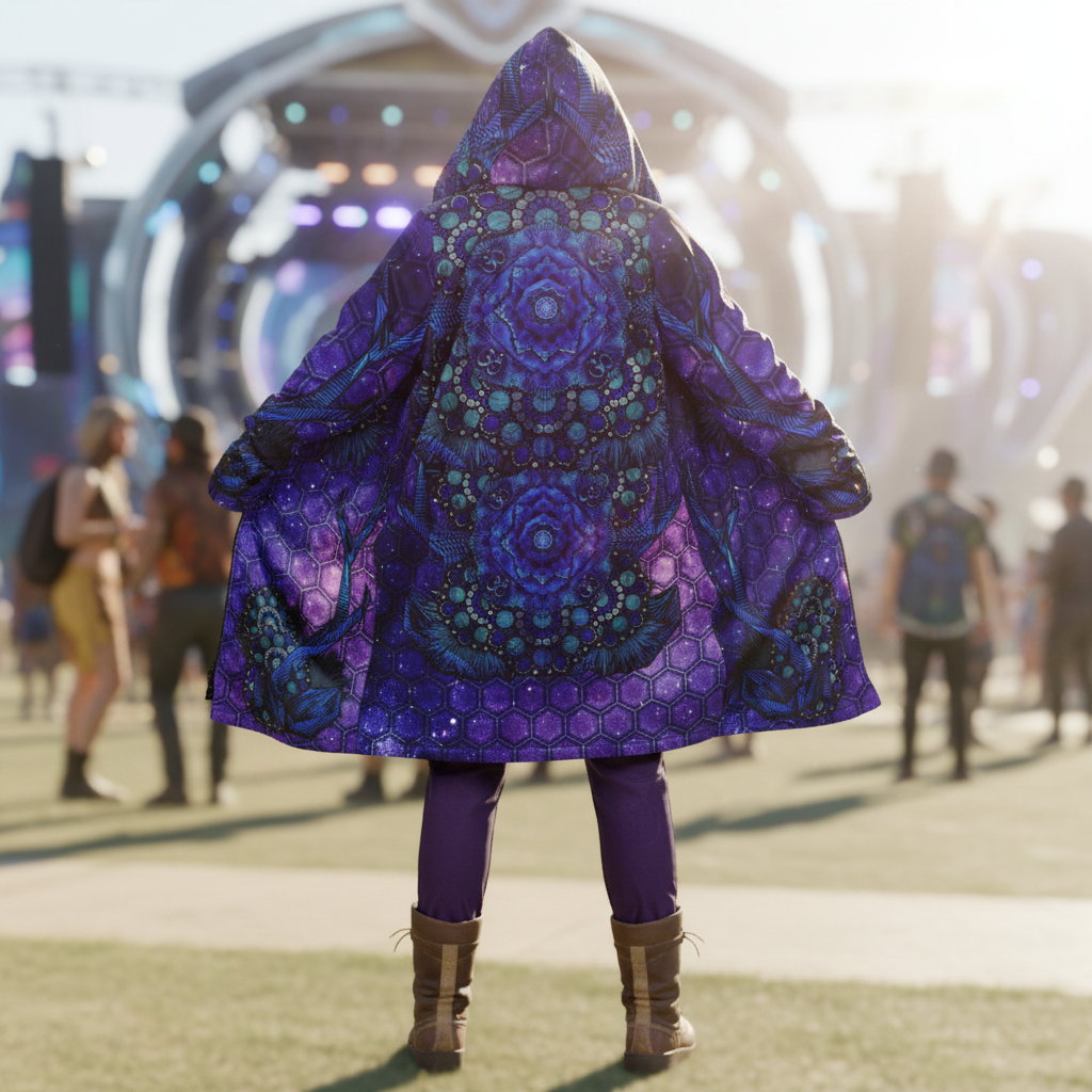 Madriax Men's Festival Cloak front view with rave cloak