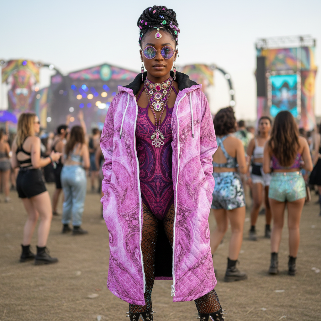 Pink Cosmic Flower Of Life Women's Festival Cloak