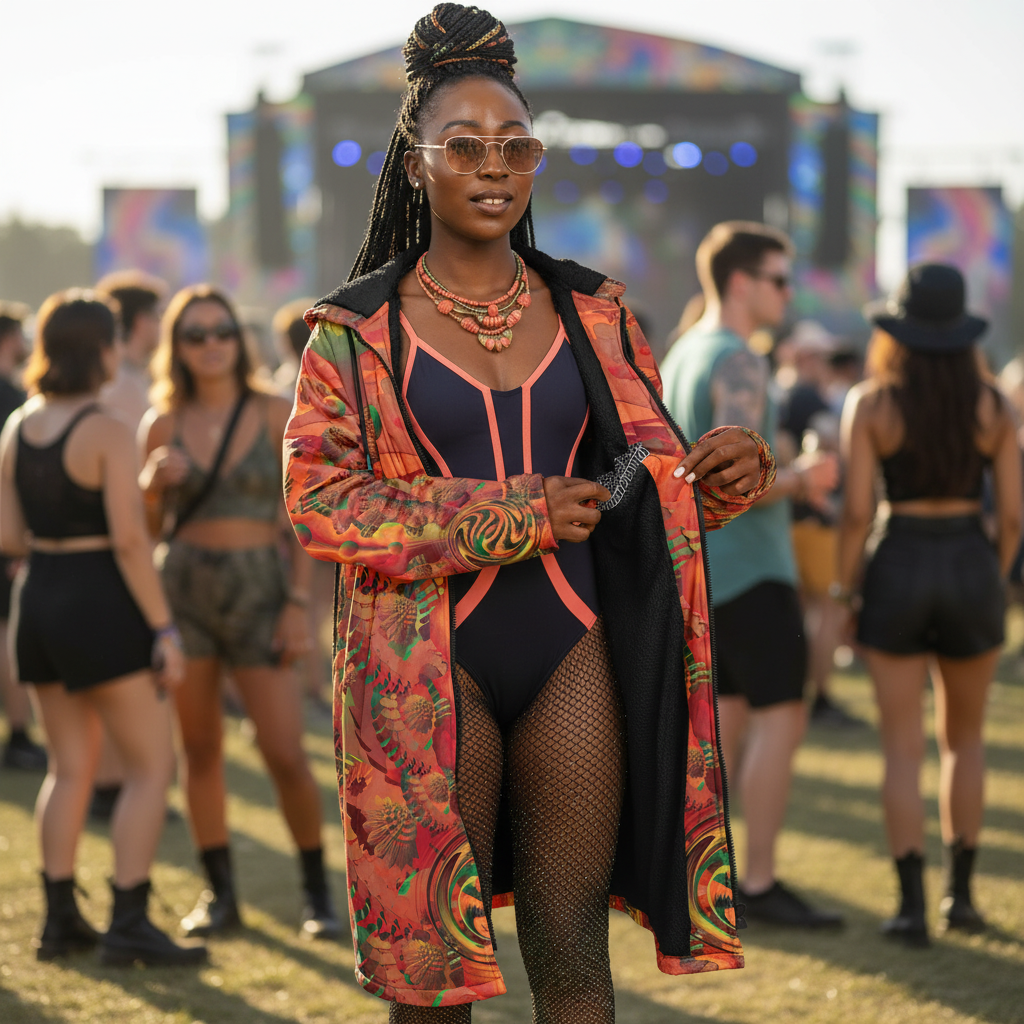 Orange Shroom Flower Of Life Women's Festival Cloak