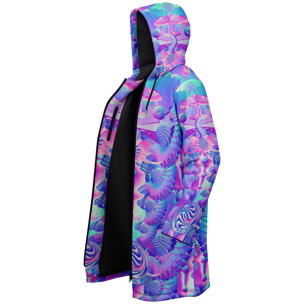 Shroom Flower Of Life Women's Festival Cloak back view with EDM festivals