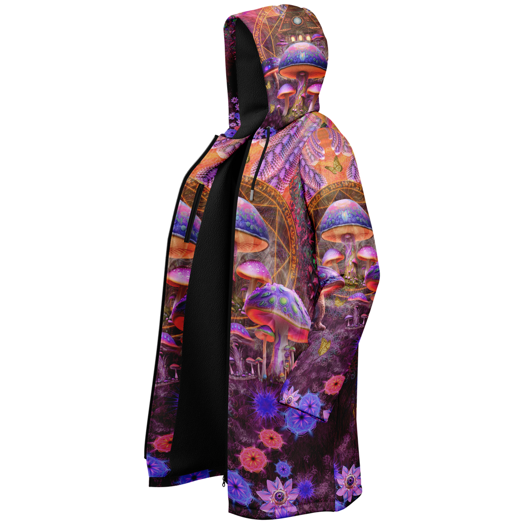 Shroom Rx Pink Women's Festival Cloak detail view with alternative fashion
