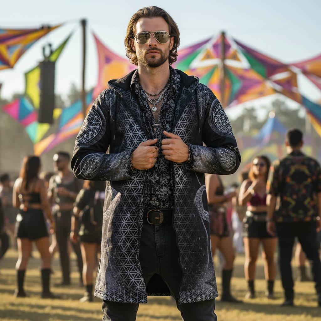 Black Mystic Eye Men's Festival Cloak
