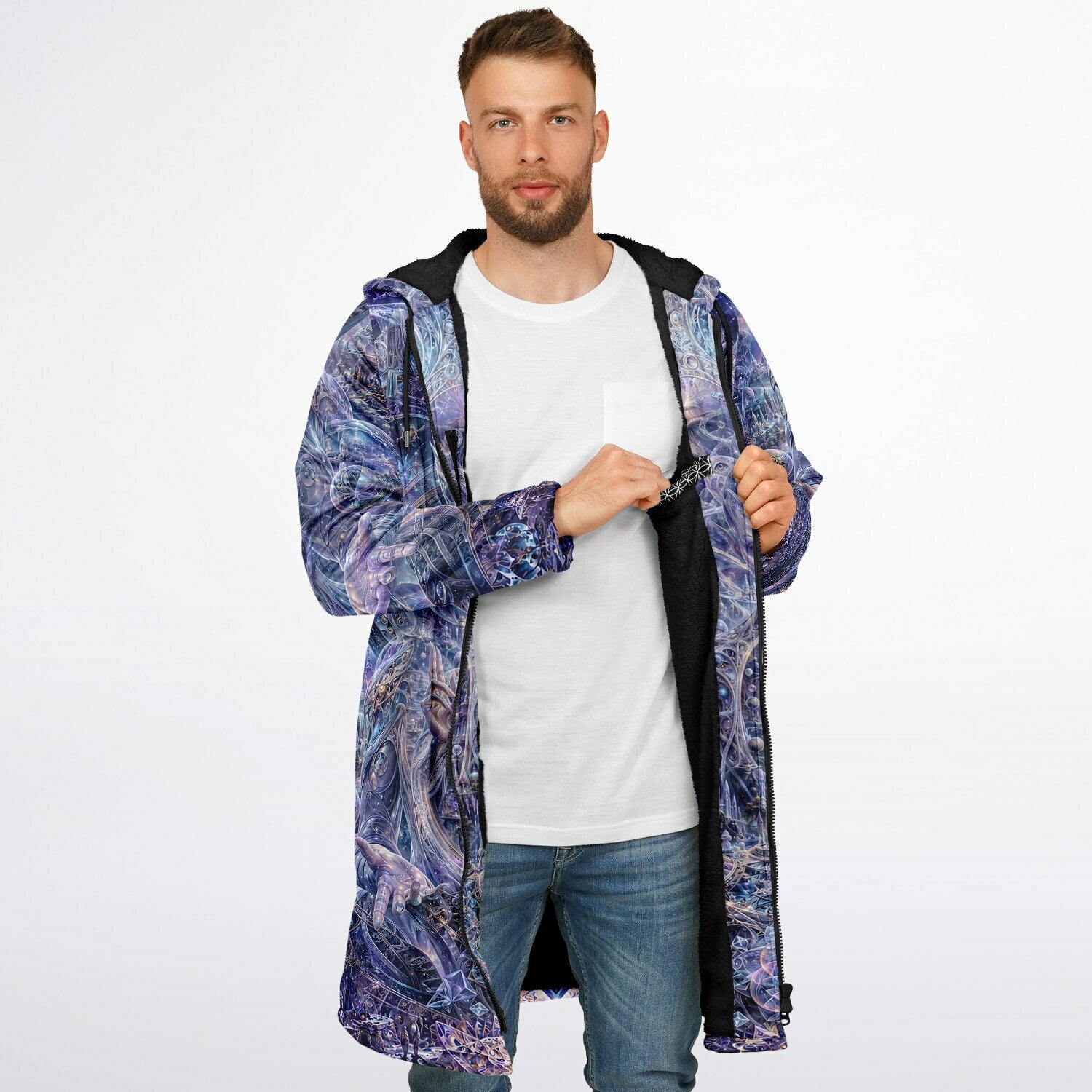 Galactic Alien Oracle Zipper Black Cloak