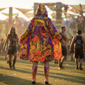 Liquid Fire Men's Festival Cloak front view with festival cloak